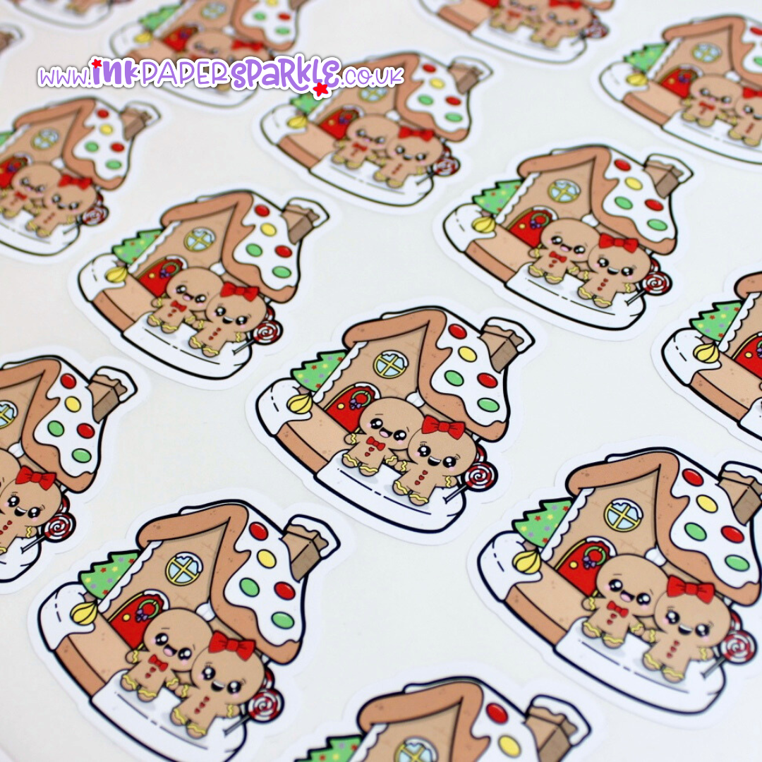 Cute Christmas Gingerbread House Contour Cut Stickers