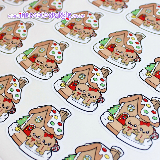 Cute Christmas Gingerbread House Contour Cut Stickers