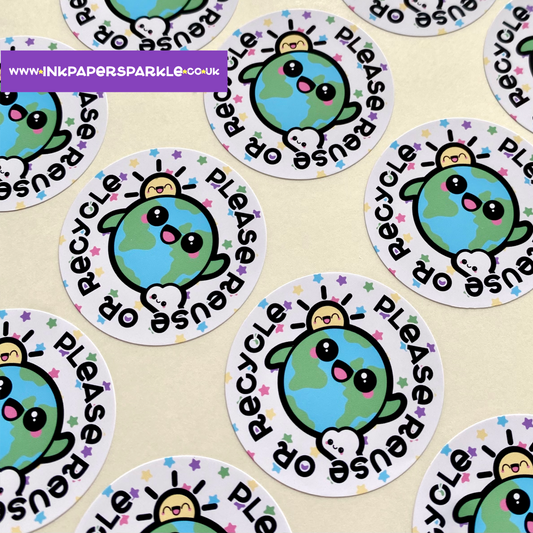 Kawaii Earth Recycling Stickers