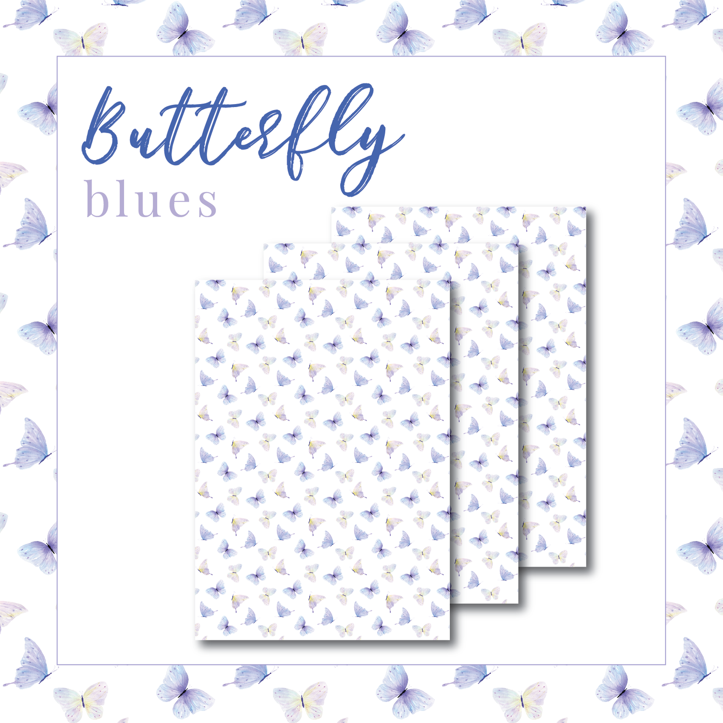 Butterfly Blues Packaging Paper - Translucent