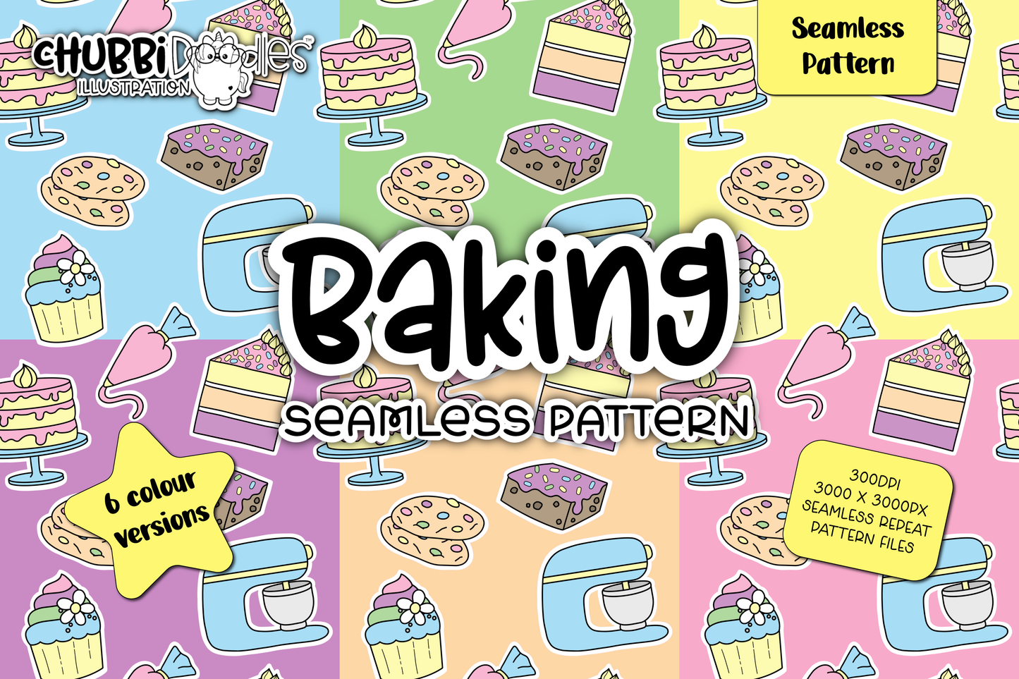 Baking Seamless Pattern - Cute Repeat PNG Tile