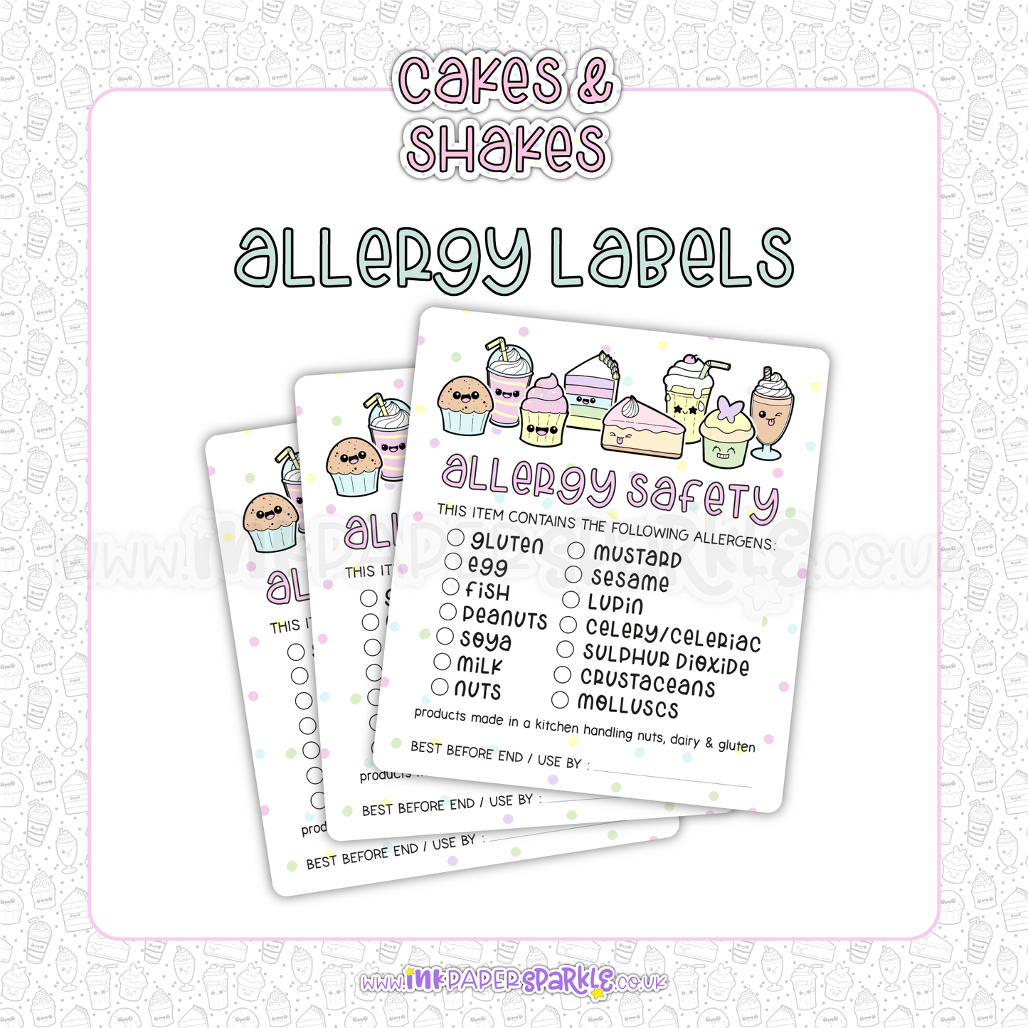 Cakes & Shakes Allergy Labels