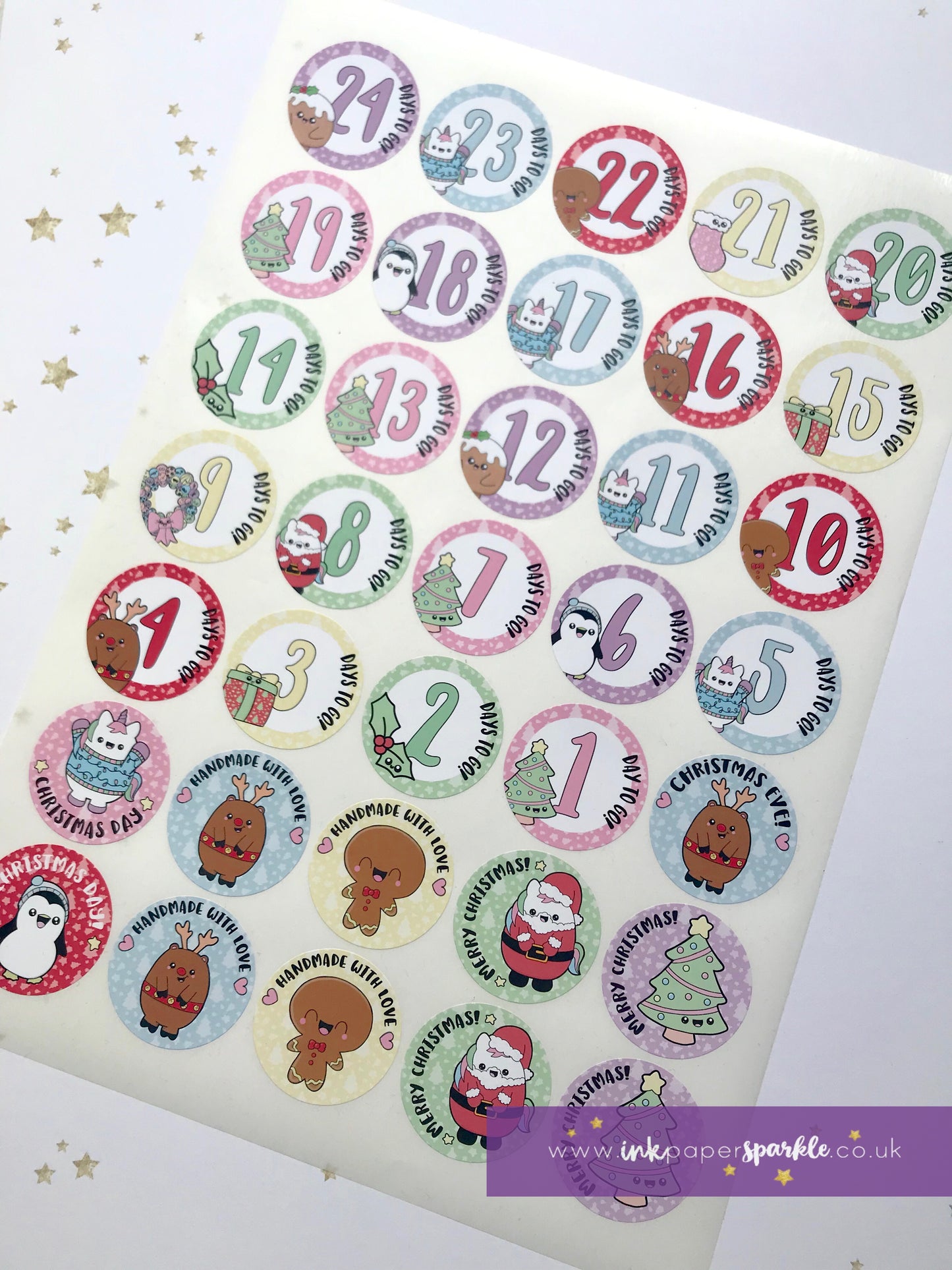 Kawaii Christmas Countdown Stickers