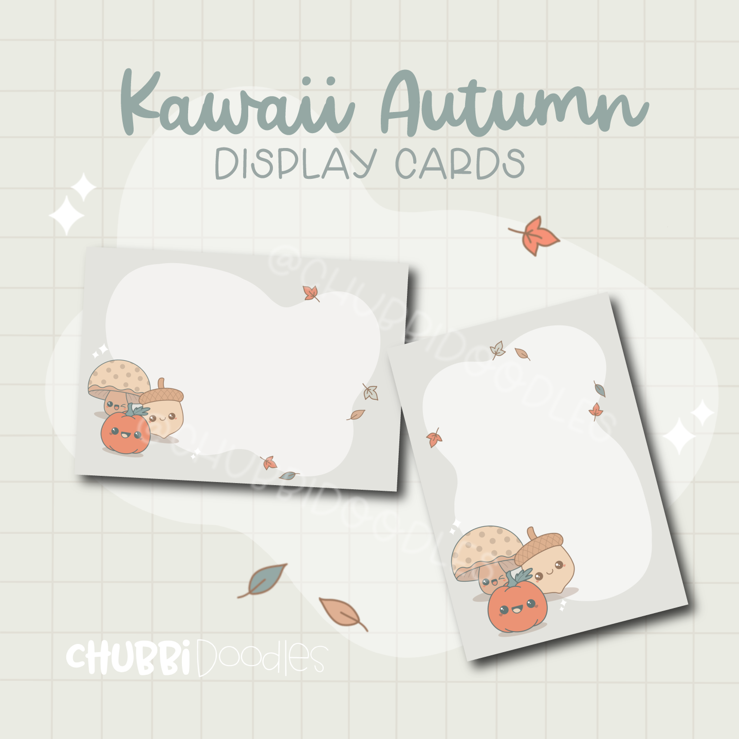 Kawaii Autumn Display Cards