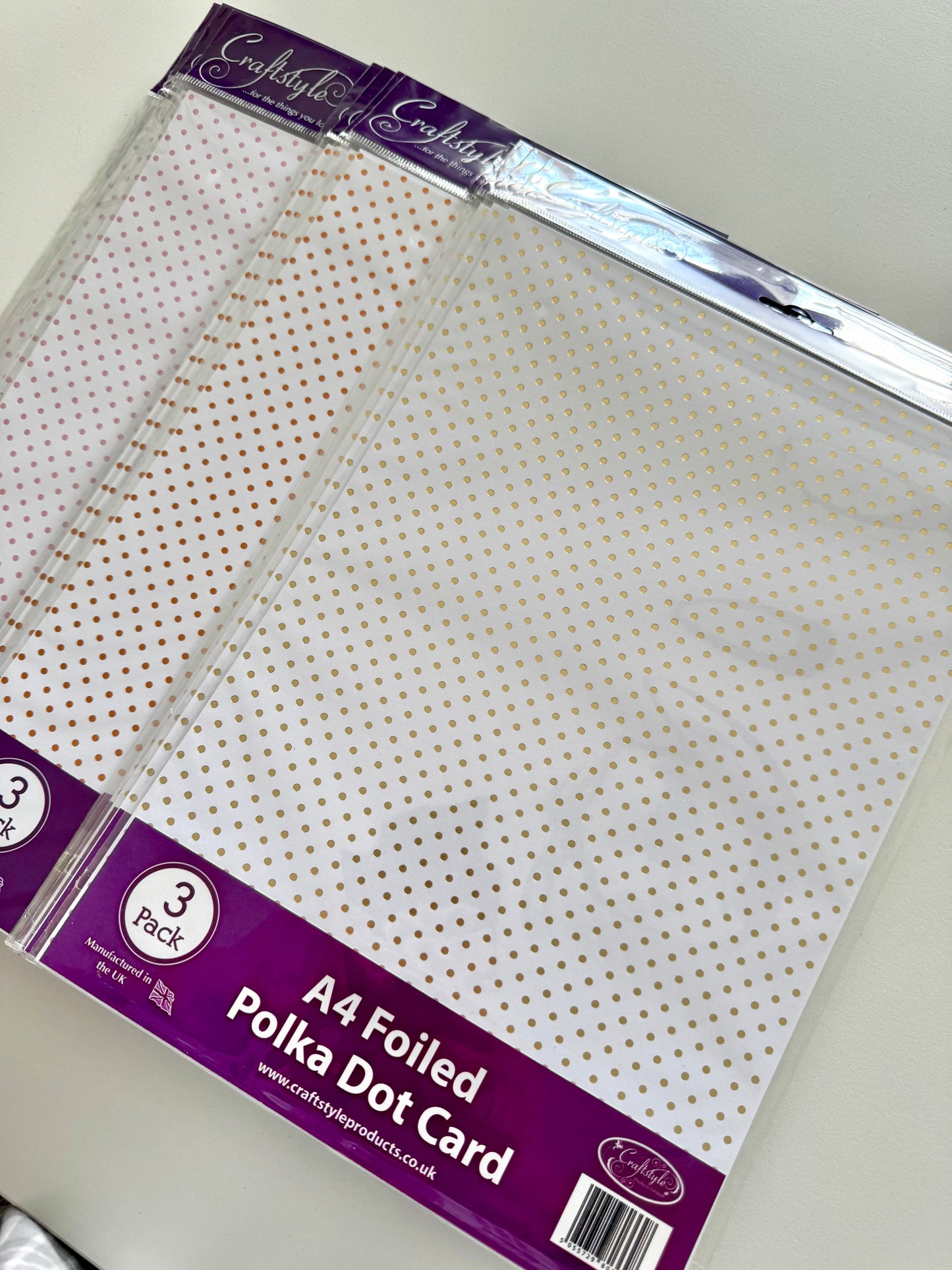 Box of foil polka dot card