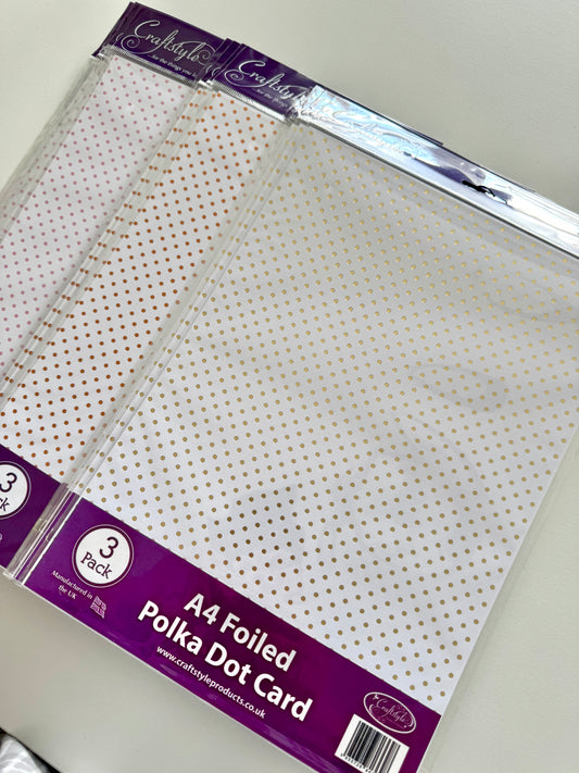 Box of foil polka dot card