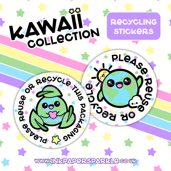 Kawaii Earth Recycling Stickers *New Designs*