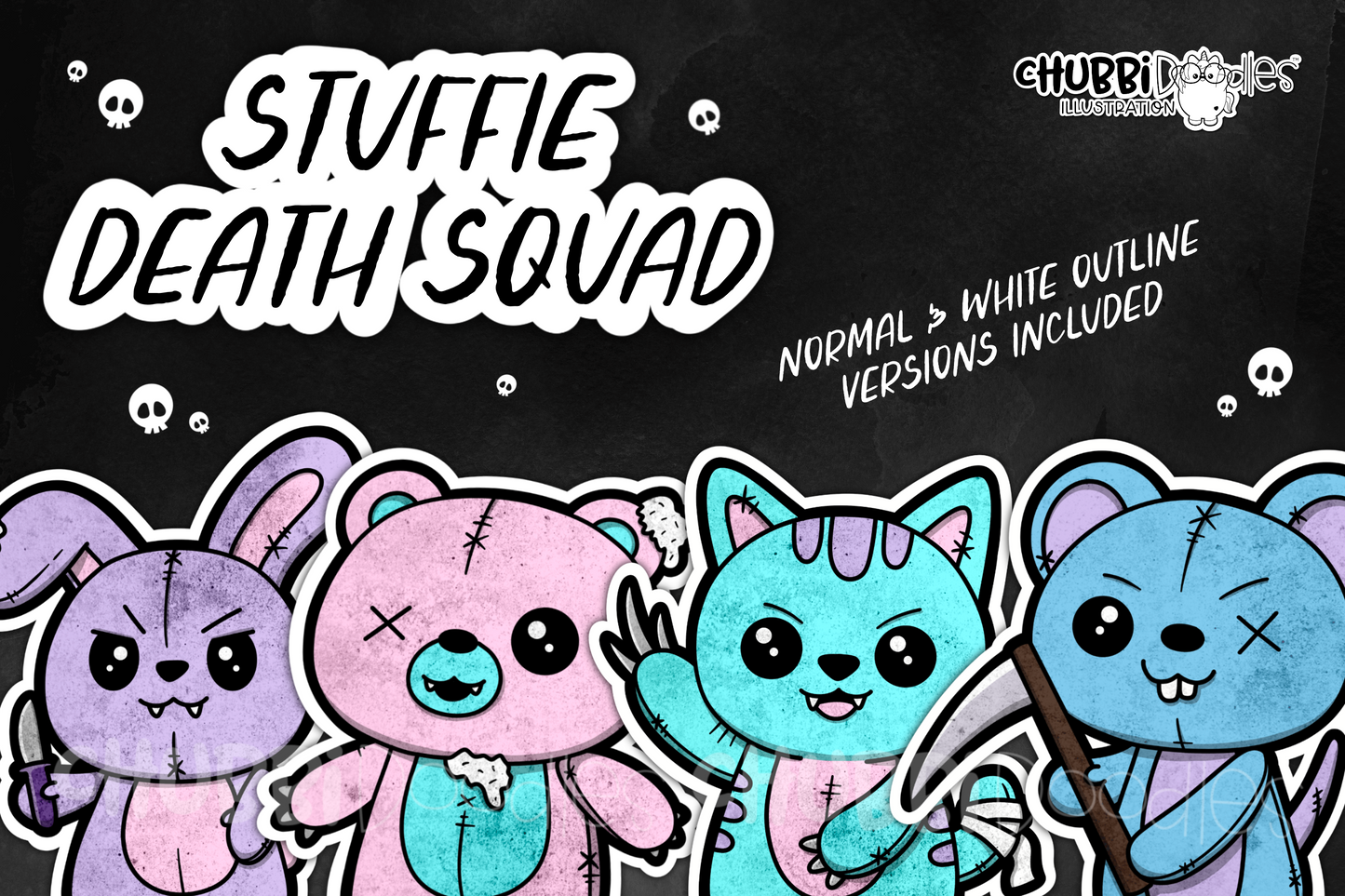 Stuffie Death Squad - Clipart Set - Alternative Goth Horror