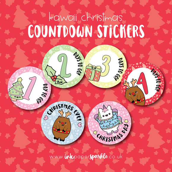 Kawaii Christmas Countdown Stickers