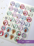 Kawaii Christmas Countdown Stickers