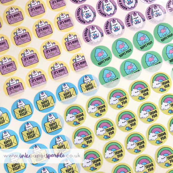 Kawaii Happy Post & Thank You Stickers